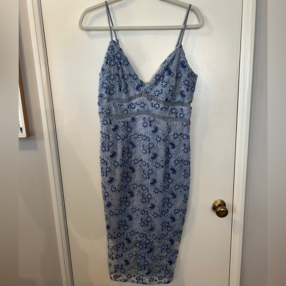 Bardot Delicate Embroidered Blue Flower Dress